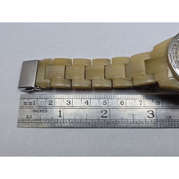 Relic by Fossil Womens Beige Resin Crystal Day Date Quartz Watch New Battery main image 11